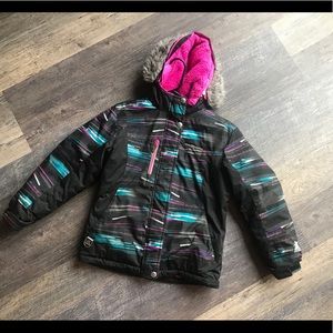 Girls 10/12 Winter Coat Black & Pink Jacket